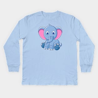 Cute Elephant - Baby Elephant Kids Long Sleeve T-Shirt